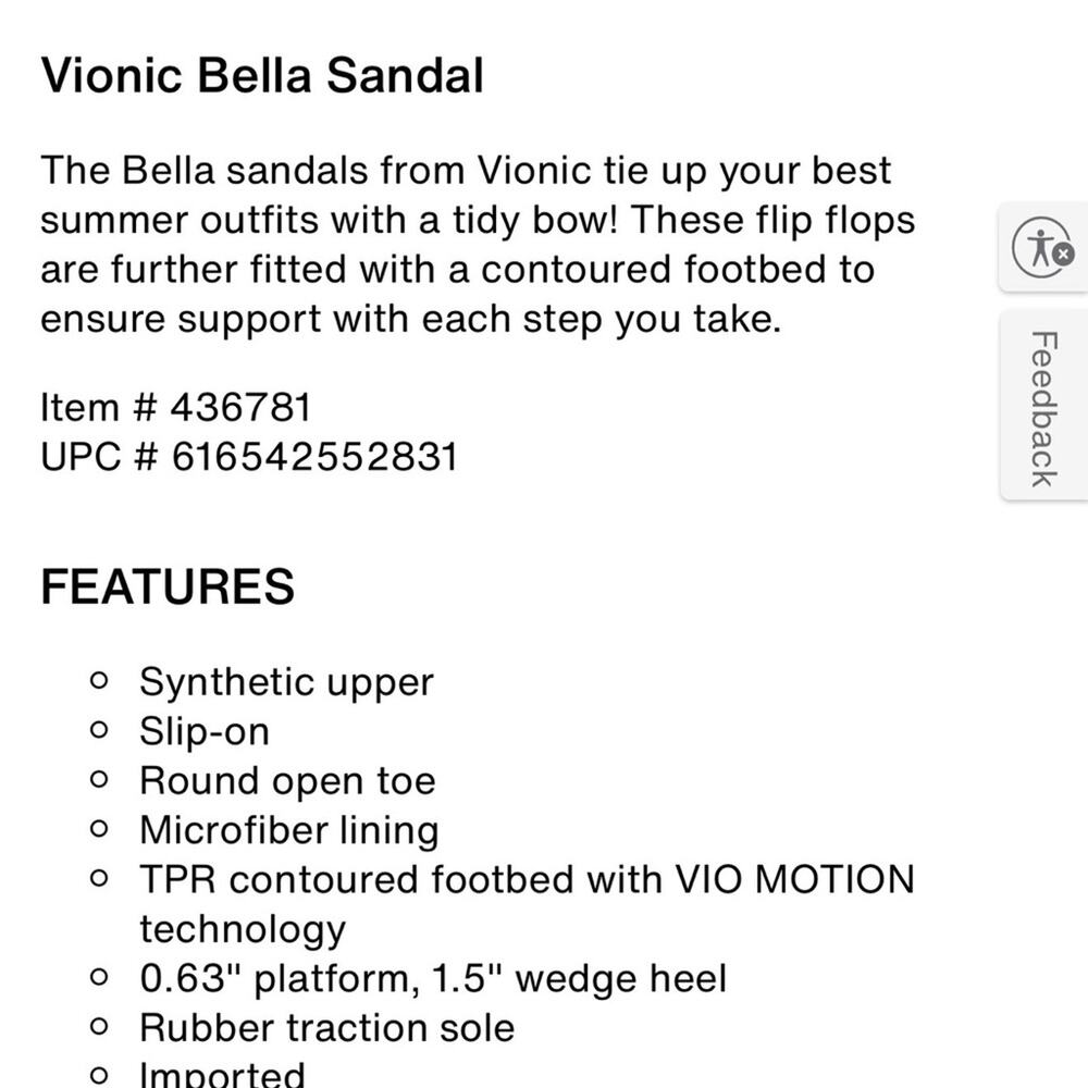 VIONIC Bella II Mature classsic beach summer vacation Comfort Thong Sandals 11 - Picture 7 of 7